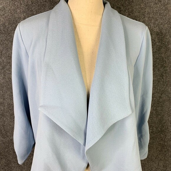 Open Cardigan Top Women XL Unbranded 3/4 Ruched Sleeve Pale Blue Waterfall Front - Picture 11 of 11